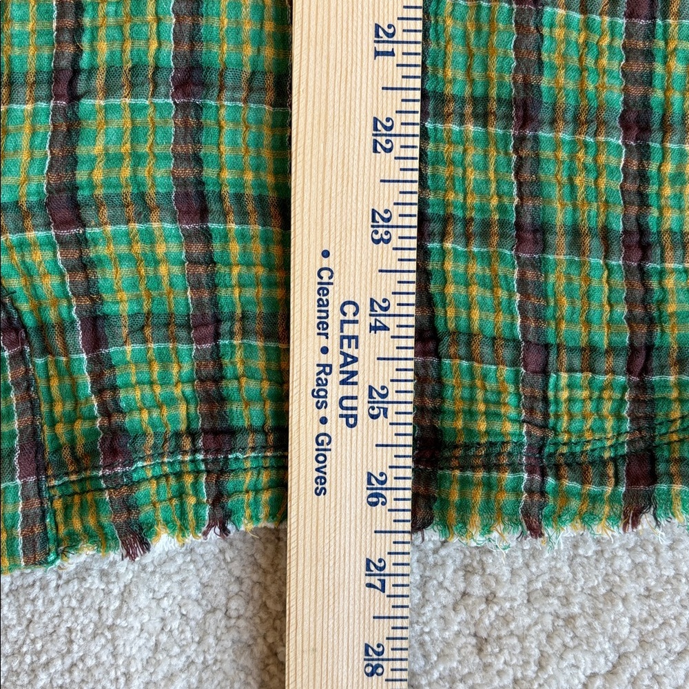 Free People We The‎ Free Cardiff Oversized Gauze Shirt Green Plaid Women’s XS - Picture 13 of 16